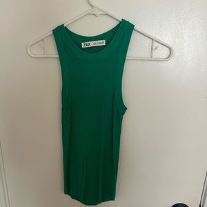 Zara ribbed green tank
